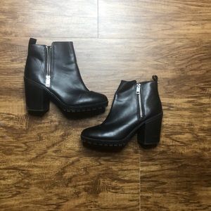 Black side zipper ankle boots